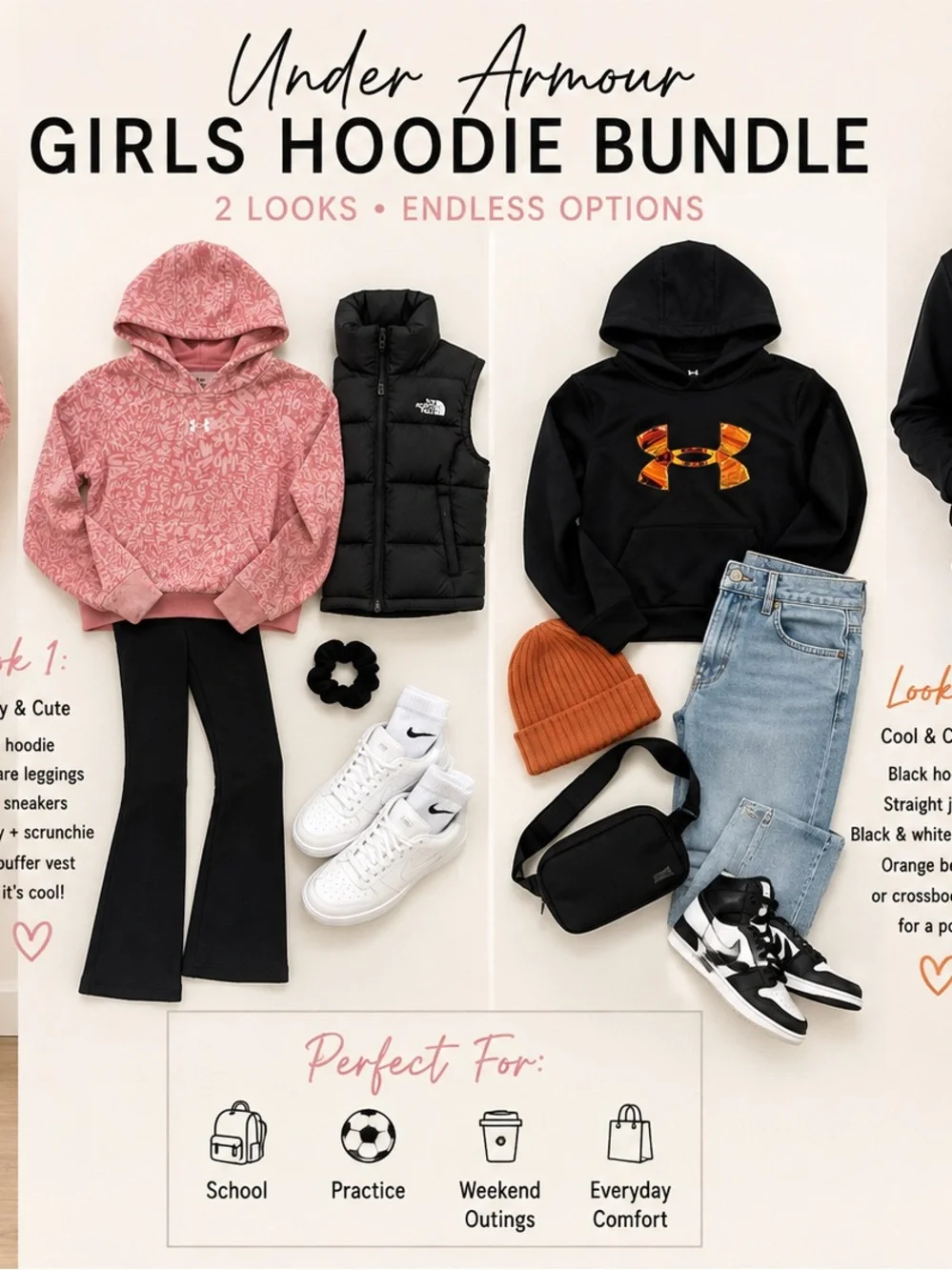 Under Armour Girls Hoodie Bundle | Youth Medium | 2 Hoodies